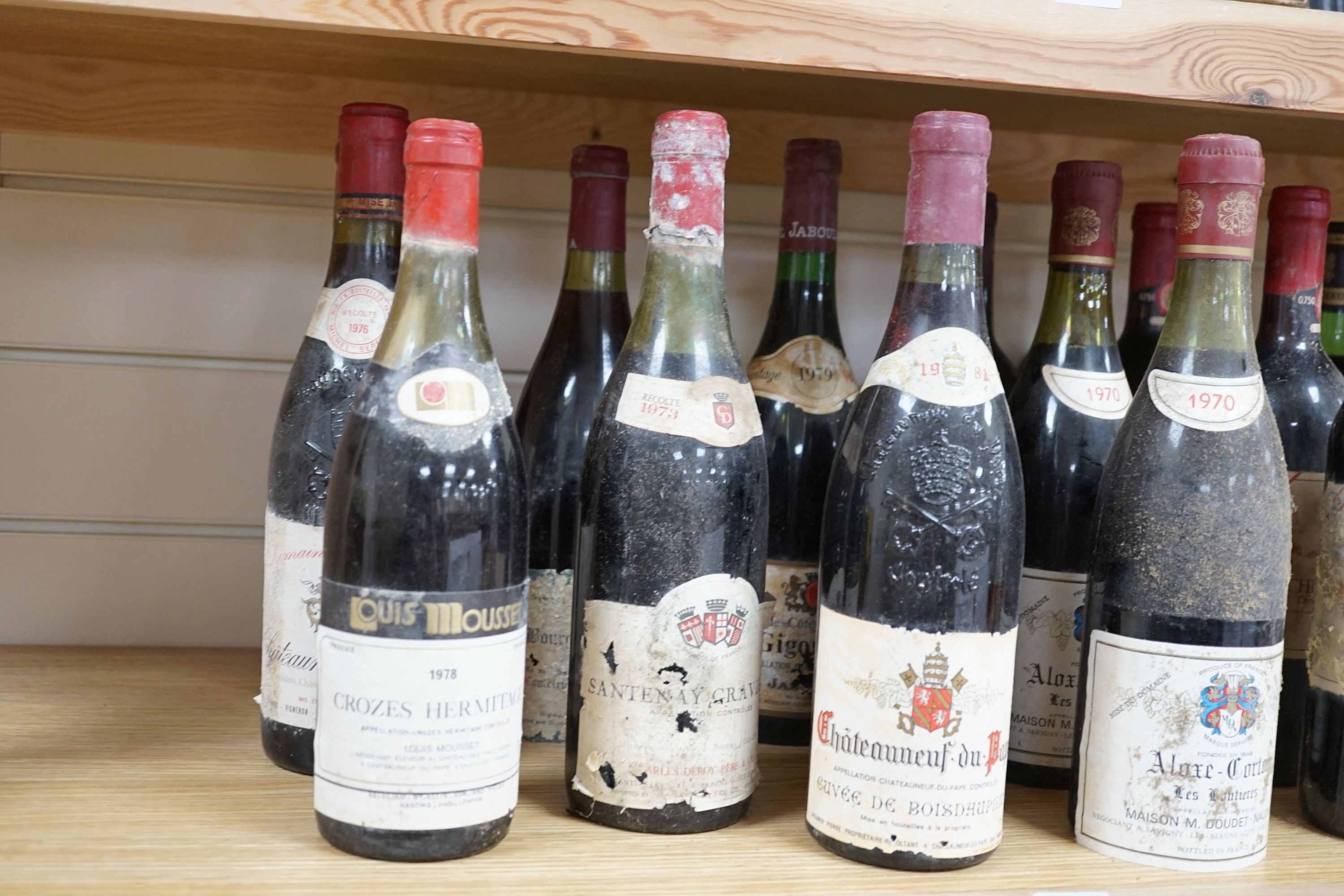 22 bottles of red wine including 2 bottles of Chateauneuf du Pape 1976, 4 bottles of Crozes Hermitage 1978 etc.
